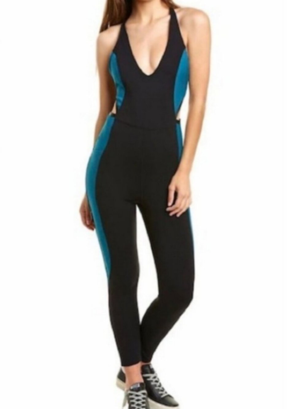 FP Movement Free People Ticket To Paradise Jumpsuit Black Teal Unitard Medium